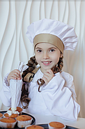 Комплект дитячий Latte Junior 7-12 років | Фартух + Ковпак + Нарукавники Біло-бежевий, фото 10