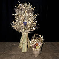 Різдвяний Дідух з житнього колосся та льону 45см