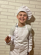 Комплект дитячий Latte Junior 7-12 років | Фартух + Ковпак + Нарукавники Білий, фото 11