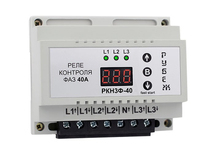 Реле контролю напруги трифазного на DIN-рейку Кордон РКН3Ф-40