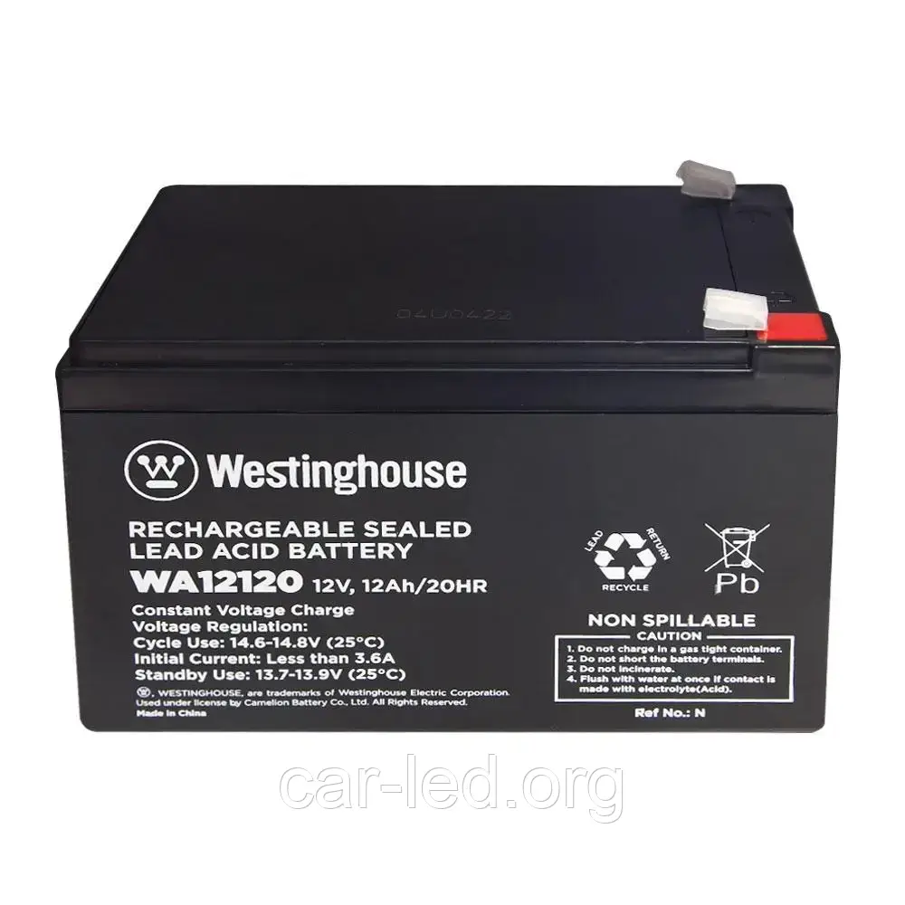 Свинцево-кислотна акумуляторна батарея Westinghouse 12V, 12Ah, terminal F2, 1 шт 95*98*151 мм