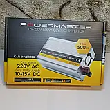 Інвертор автомобільний перетворювач напруги 12V-220V-500W Powermaster PM-11148 інвертор, фото 9