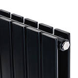 Вертикальний дизайнерський радіатор опалення ARTTIDESIGN Livorno II 6/1200/408/50 чорний матовий, фото 5