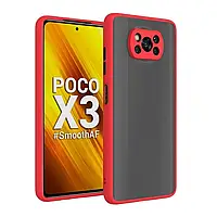 Матовий протиударний чохол, кольорові кнопки для Xiaomi Poco x3 червоний