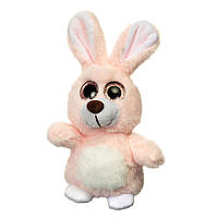 Мягкая новогодняя игрушка под ёлку "Пушистый кролик" 20 см розовый