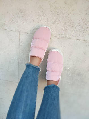 Уги дутики стьобані автоледі Рожеві зимові UGG Pink короткі сліпони мокасини жіночі теплі, фото 6