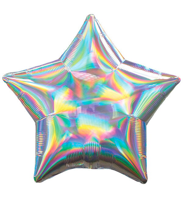 Повітряні кульки зірка "Голограма", d-45 см, виробник США, колір срібло