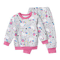 Пижама детская Единороги на сером для девочек на 1-5 лет 92-110