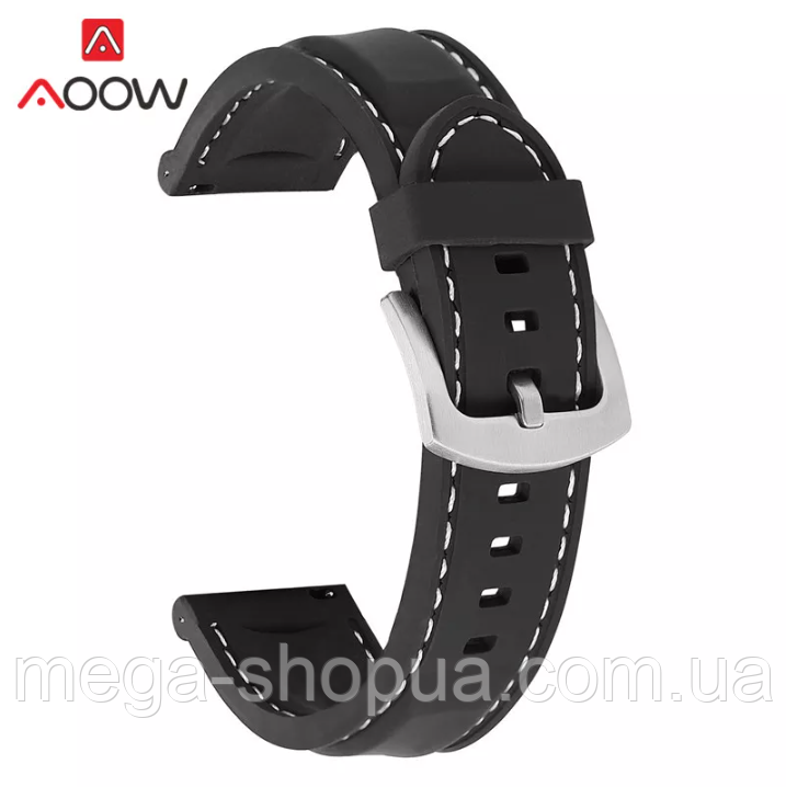 Ремінець силіконовий для розумних смарт-годинників Smart Watch 18 мм Amazfit Samsung Huawei ремінці 18 mm FG18D Чорний