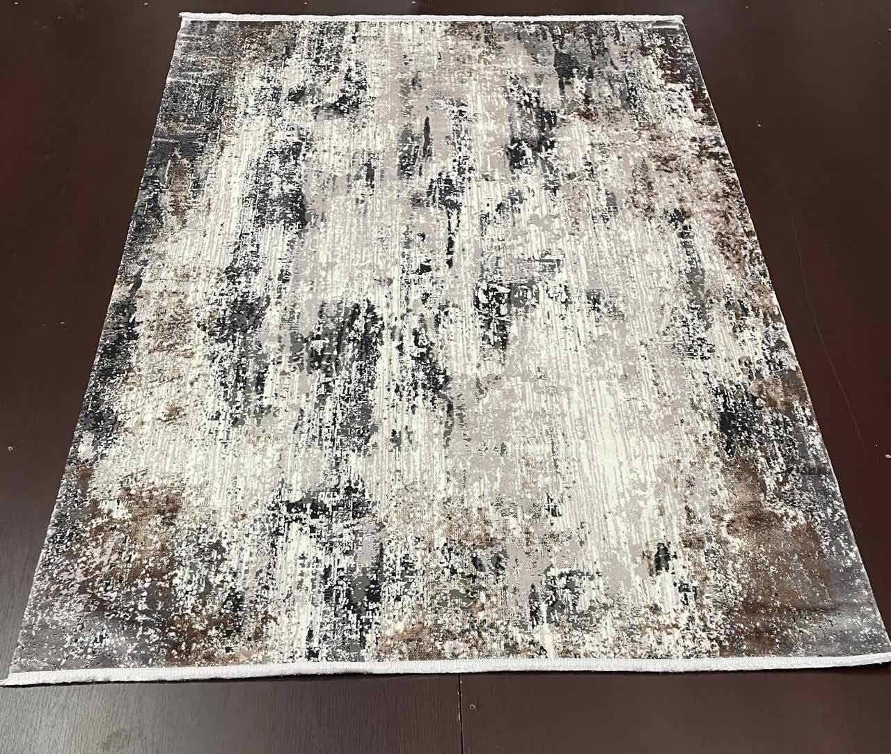 КИЛИМ З ШОВКОВОЮ НИТКОЮ VERANO 9347A GREY-CREAM, фото 1