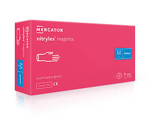 Рожеві рукавички нітрилові Nitrylex Magenta, фото 1