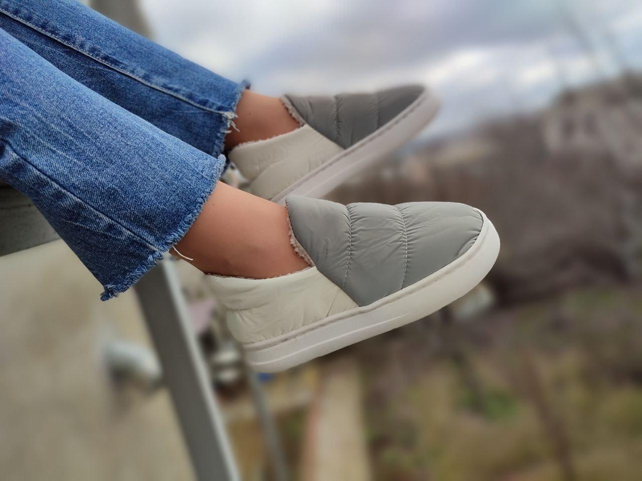 Угги Дутики Стеганые Автоледи Серые Зимние Ugg GREY Короткие Слипоны ...