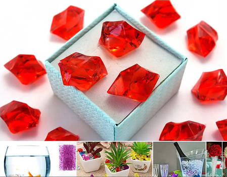 Кристалі декоративні "Штучний лід" ~24х17 мм (10 шт) червоний, фото 2