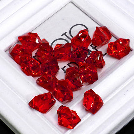 Кристалі декоративні "Штучний лід" ~24х17 мм (10 шт) червоний, фото 1
