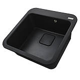 Гранітна мийка Globus Lux BARBORA чорний металік 510х510мм-А0001 Baumar - Завжди Вчасно, фото 3