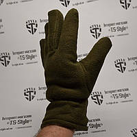 Зимові рукавички з двох шарів флісу олива