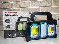 Світлодіодний ручний ліхтарик переносний світильник на сонячній батареї з акумулятором для дому