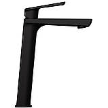 Змішувач для умивальника TOPAZ LEXI TL 21203-H57-BL високий,Чорний мат.,шланги TAQ-M1055,D25 Baumar - Завжди Вчасно, фото 2