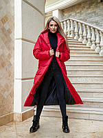 AIZA❄️⛄Пуховик⛄❄️ теплий пальто кокон ковдра куртка зимова жіноча А521 червона червоного кольору червоний 50/52