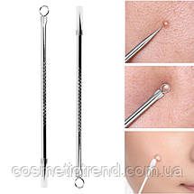 Голка-відаля для чищення обличчя косметологічна двостороння, L=8см, фото 4
