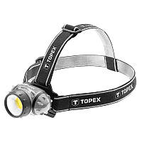 Налобний ліхтар Topex 94W391 LED COB, на резинці (гумовій стрічці), світлодіодний ліхтарик на голову (лоб)
