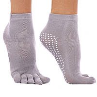 Носки для йоги и фитнеса противоскользящие "Пять пальцев" р,36-41 серый