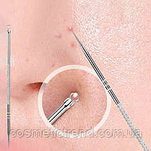 Голка-відаля для чищення обличчя косметологічна двостороння, L=8см, фото 5