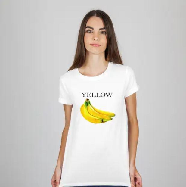 Футболка біла жіноча з принтом YELLOW банани