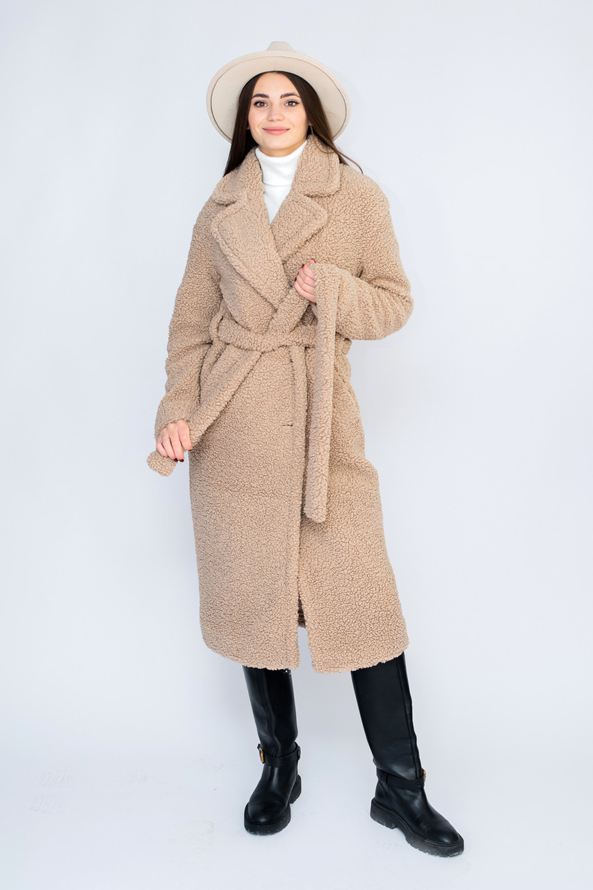 22174 Шуба тедді з еко-хутра бежева, фото 1