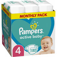 Памперсы Pampers Active Baby 4, вес 9-14 кг, 180 шт, подгузники памперс актив бейби (8006540032725) DL