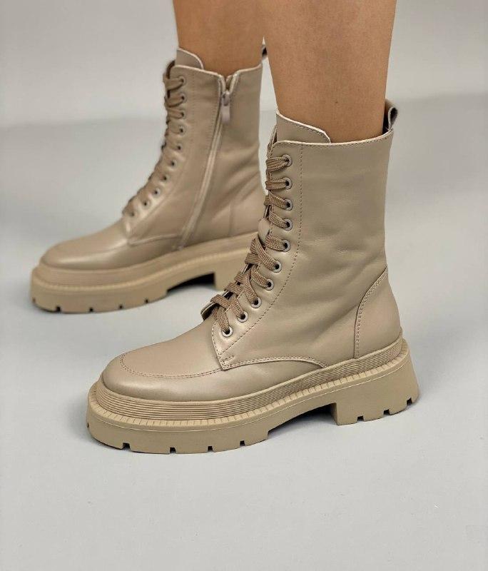 Жіночі зимові черевики ShoesBand Бежеві натуральні шкіряні всередині напіввовна 37 (24 см) (Ѕ99581з), фото 1