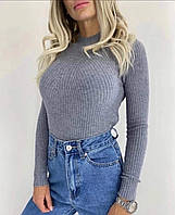 Жіночий светр сірий гольф-сорочок гарної якості тягнуться з коміром-стійкою розмір єдиний 42-46