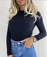 Жіночий светр чорний гольф-сорочок гарної якості тягнуться з коміром-стійкою розмір єдиний 42-46
