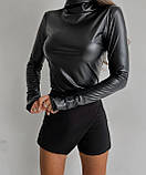 Жіночий гольф водолазка з еко-шкіри, фото 3