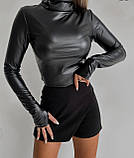 Жіночий гольф водолазка з еко-шкіри, фото 2