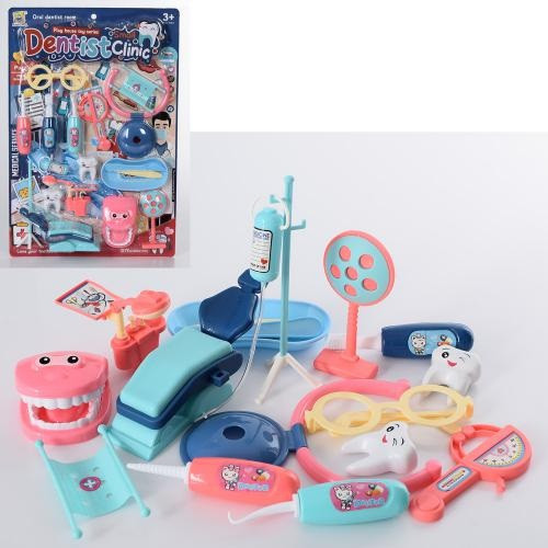 KM666-47 Ігровий набір Доктор стоматолог, окуляри, мед. інструменти, крісло на аркуші, 32,5-48,5-6 см