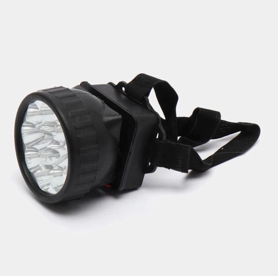 Ліхтар налобний Headlight на 12 діодів працює від батарейок
