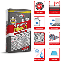 Клей для плитки Sopro №1 400 extra C2TES1 22,5 кг серый