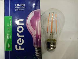 Світлодіодна фітолампа Feron LB708 Е27 8 W рожевий колір