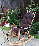 Гойдалка "Ротанг" чорна з білими вставками та коричневою подушкою, фото 2