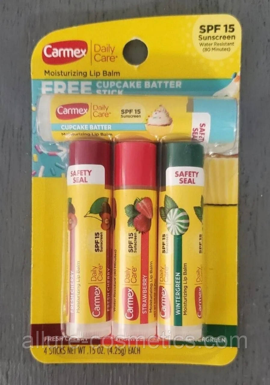Набір бальзамів для губ помадка Carmex Mix stick + Cupcake butter stick 4 шт.
