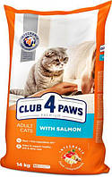 Сухой корм для взрослых кошек Club 4 Paws с лососем 14 кг