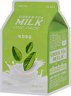 Тканевая маска для лица с экстрактом зеленого чая A'pieu Milk GreenTea One-Pack