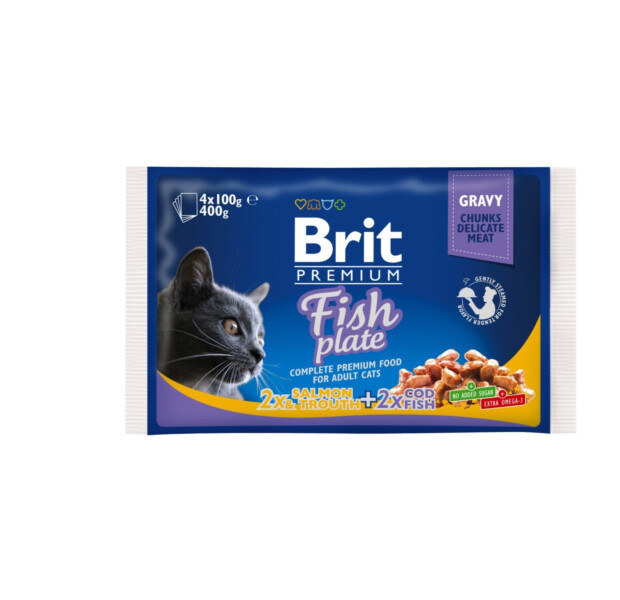 Вологий корм Brit Premium Асорті Рибна тарілка (4 шт.*100g)