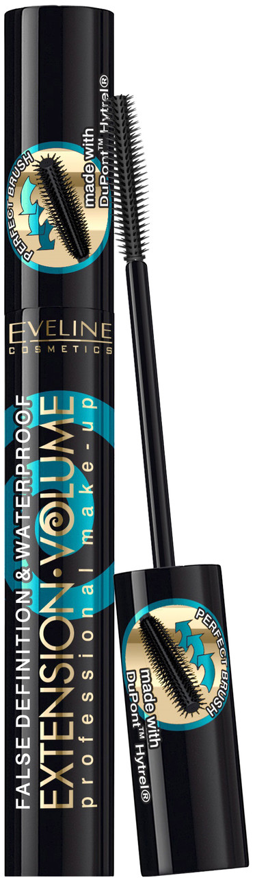 Туш для вій Eveline Extension Volume 4D водостійка Чорна 10 мл (5907609336002)