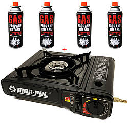 Портативна газова плита туристична Mar-Pol + балон