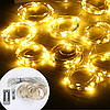 Світлодіодна USB гірлянда штора крапля роси теплий колір з пультом 3х2 метри золота від юсб від повербанка, фото 5