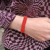 Жіночий браслет ручного плетіння макраме "Протей" CHARO DARO (помаранчевий)