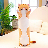 Кіт батон бежевий м'яка іграшка дитяча подушка обіймашка кіт багет 47 см