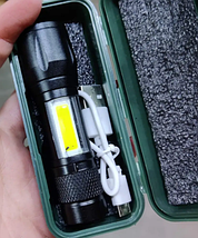 Акумуляторний тактичний ліхтарик  BL-511 потужний у кейсі USB micro charge, фото 4